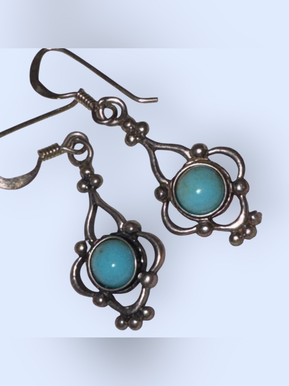 Sterling Silver Turquoise Drop Earrings - Picture 4 of 6